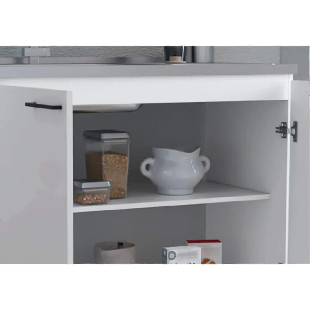 Adrinfly 39.40 in. D x 20.70 in. W Undermount Stainless Steel White Utility Sink with 2-Doors, 2-Shelves and Large Countertop, photo 3 of 6