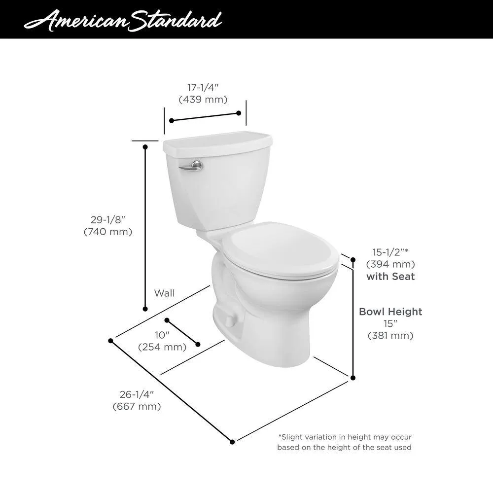 American Standard Cadet 3 White Round Standard Height 2-Piece Toilet, 10-in Rough-In, photo 12 of 13