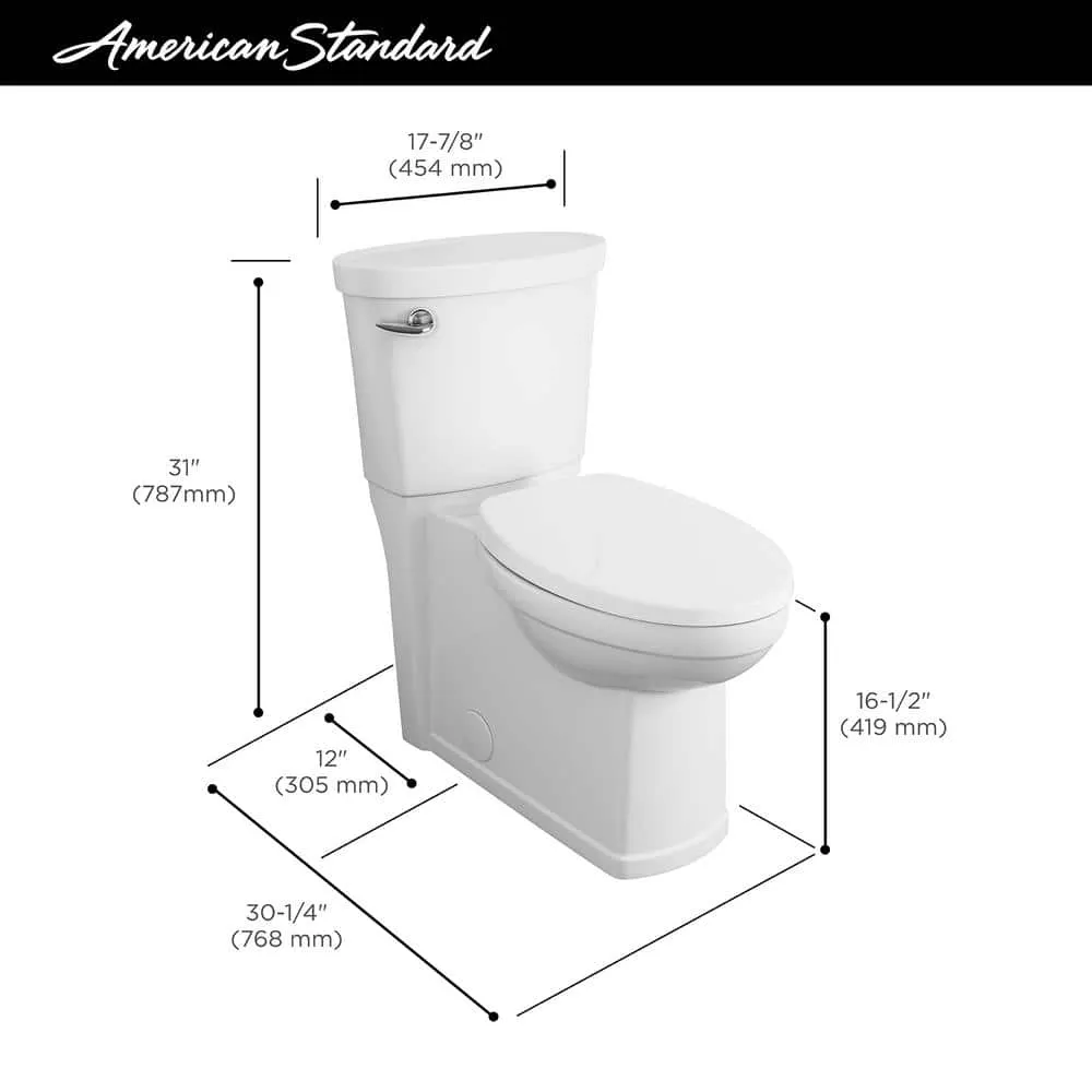 American Standard Cadet 3 Decor Tall Height 2-Piece 1.28 GPF Single-Flush Elongated Toilet with Slow-Close Seat, White, photo 6 of 9
