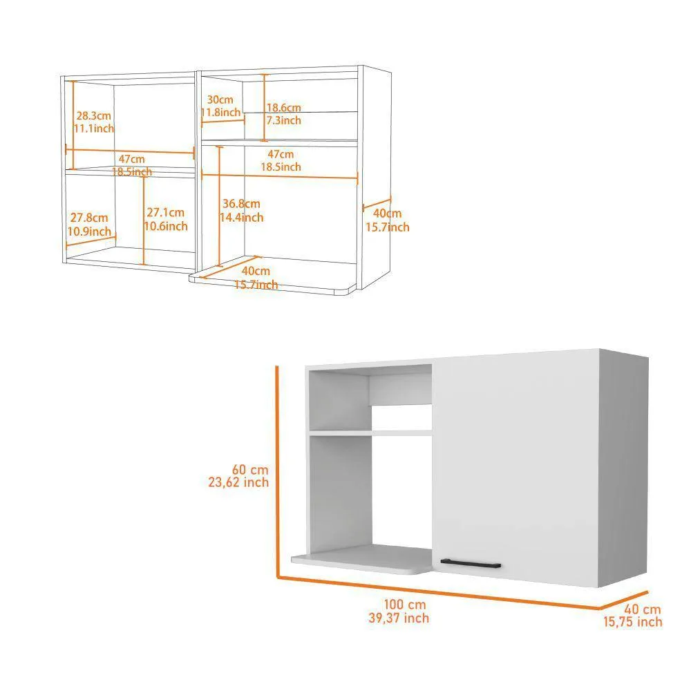 Amucolo 39.37 in. W x 15.75 in. D x 23.62 in. H White Wood Ready to Assemble Wall Kitchen Cabinet, photo 2 of 6