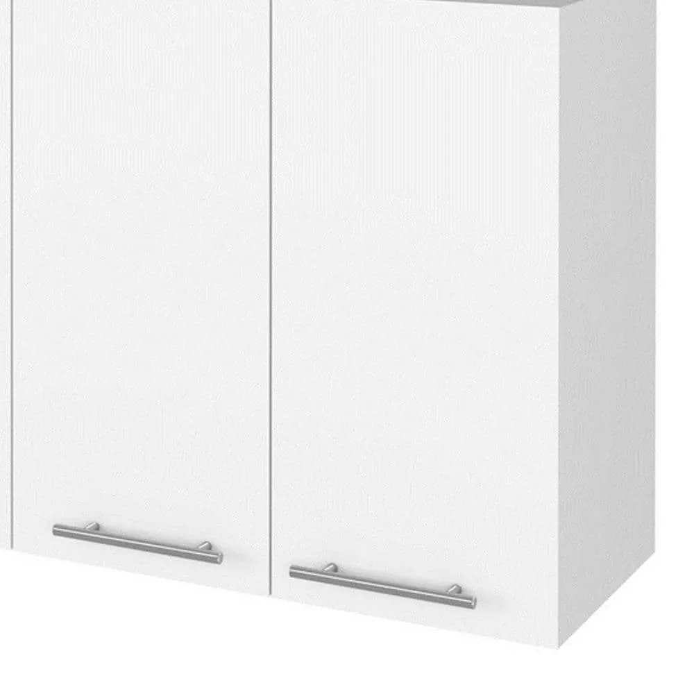 Amucolo 47.2 in. W x 13.1 in. D x 23.6 in. H White Ready to Assemble Wall Kitchen Cabinet with Shelves and Four Doors, photo 3 of 7