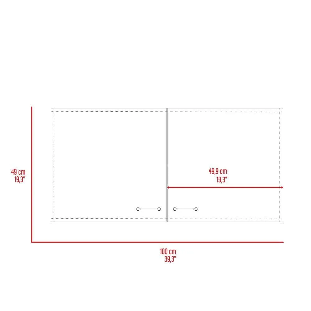 Amucolo 39.3 in. W x 12.6 in. D x 19.3 in. H White and Light Oak Wood Ready to Assemble Wall Kitchen Cabinet with Double Doors, photo 3 of 7