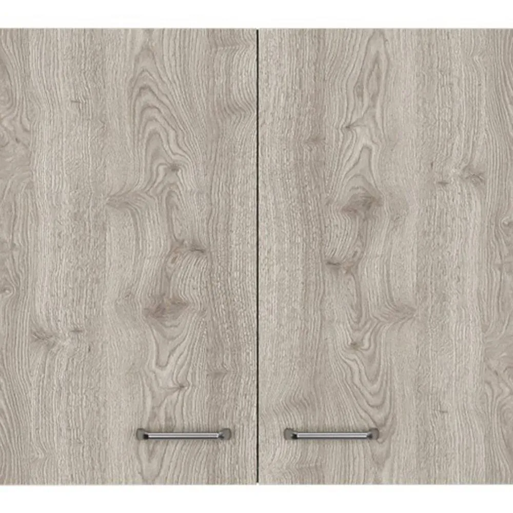 Amucolo 39.3 in. W x 12.6 in. D x 19.3 in. H White and Light Oak Ready to Assemble Wall Kitchen Cabinet Double Doors, photo 3 of 7