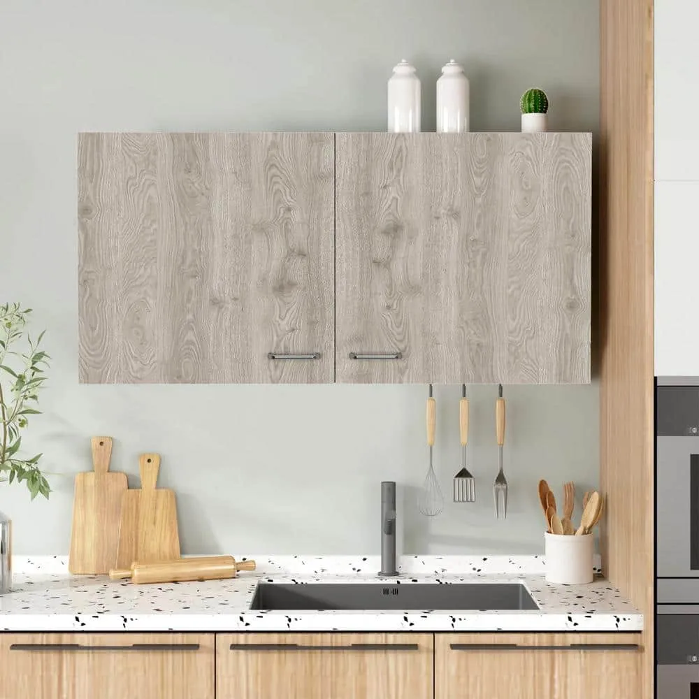 Amucolo 39.3 in. W x 12.6 in. D x 19.3 in. H White and Light Oak Ready to Assemble Wall Kitchen Cabinet Double Doors, photo 6 of 7