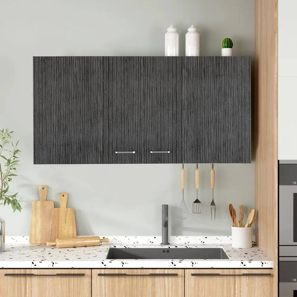 Amucolo 39.3 in. W x 12.6 in. D x 19.3 in. H White and Smokey Gray Ready to Assemble Wall Kitchen Cabinet with Double Doors, photo 7 of 7