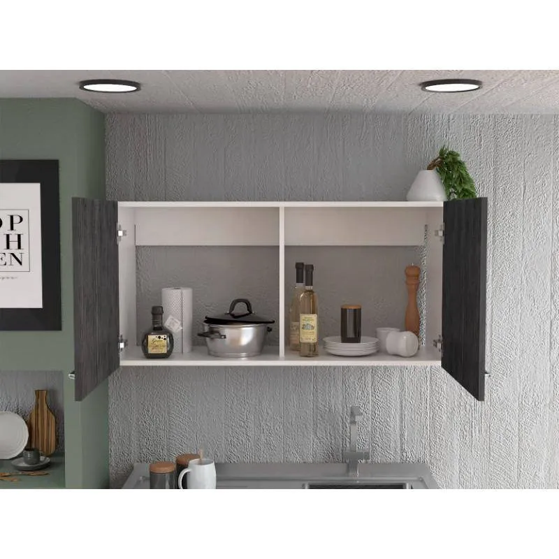 Amucolo 39.3 in. W x 12.6 in. D x 19.3 in. H White and Smokey Gray Ready to Assemble Wall Kitchen Cabinet with Double Doors, photo 6 of 7