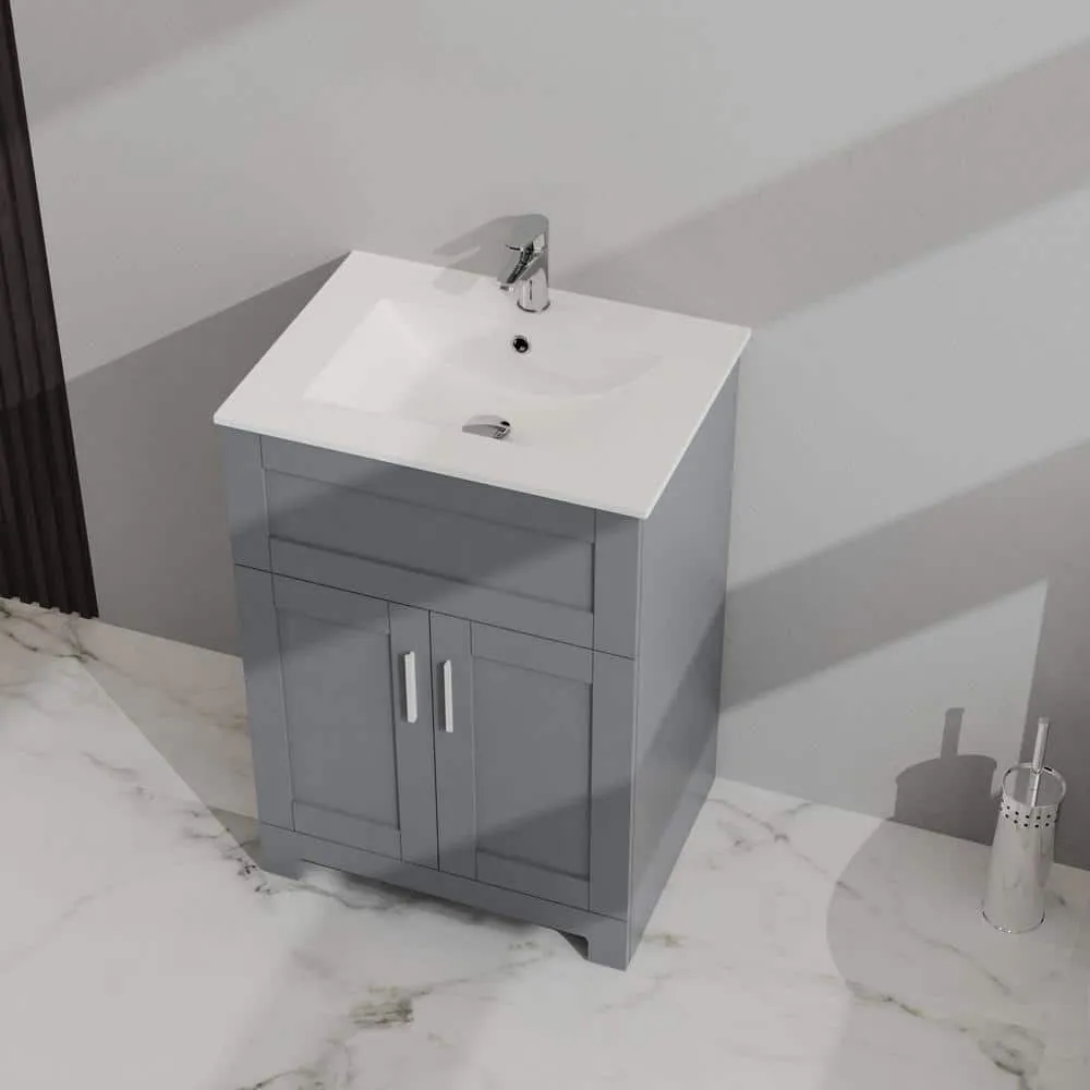ANGELES HOME 24-inch Gray MDF Bathroom Vanity with Drop-in Laundry Sink and Cabinet, photo 6 of 6