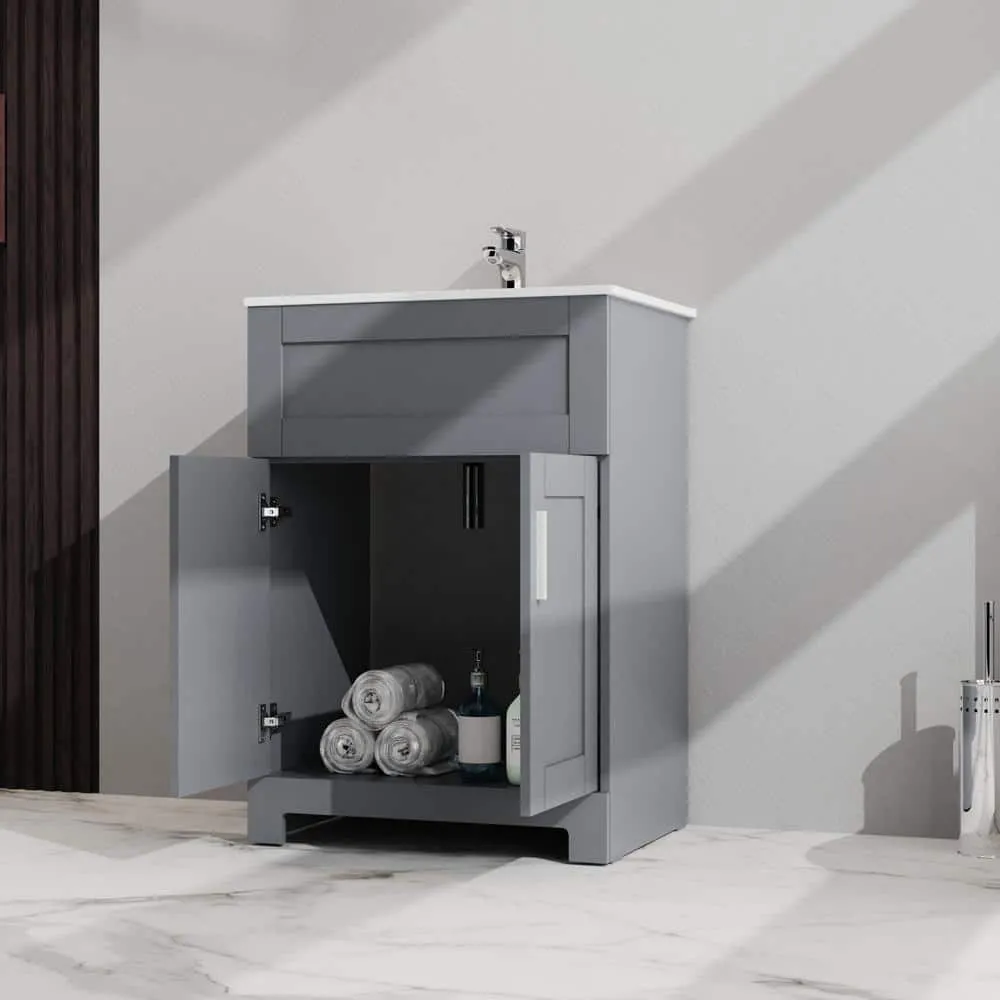ANGELES HOME 24-inch Gray MDF Bathroom Vanity with Drop-in Laundry Sink and Cabinet, photo 3 of 6
