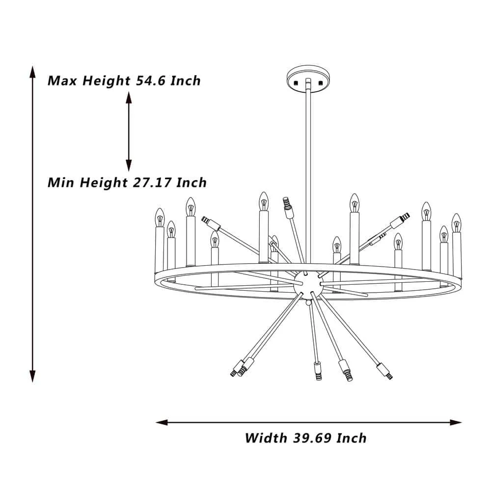 Vanity Art 60W 22-Light in White/Antique Silver Candle Style Wagon Wheel Chandelier Light, Bulb Not Included, photo 5 of 8