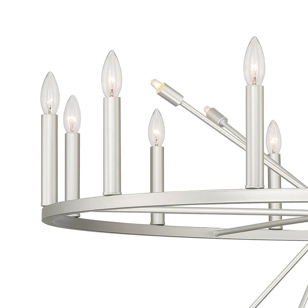 Vanity Art 60W 22-Light in White/Antique Silver Candle Style Wagon Wheel Chandelier Light, Bulb Not Included, photo 7 of 8