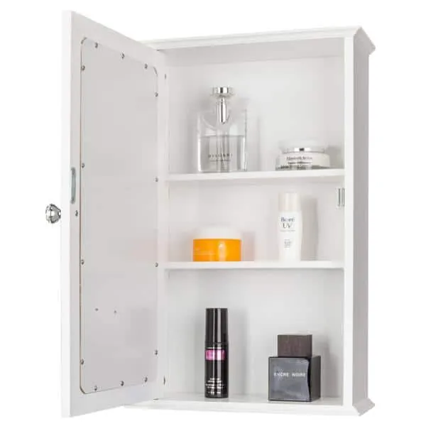 Aoibox 5.79 in. W x 13.39 in. H D x 20.87 in. H Rectangular White MDF Framed Surface Mount Medicine Cabinet with Mirror, photo 2 of 10