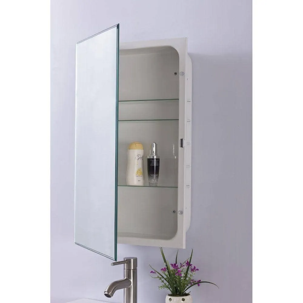 Bellaterra Home Sumas 16 in. x 26 in. Frameless Recessed Mount Swing Door Beveled Mirror Medicine Cabinet, photo 2 of 2