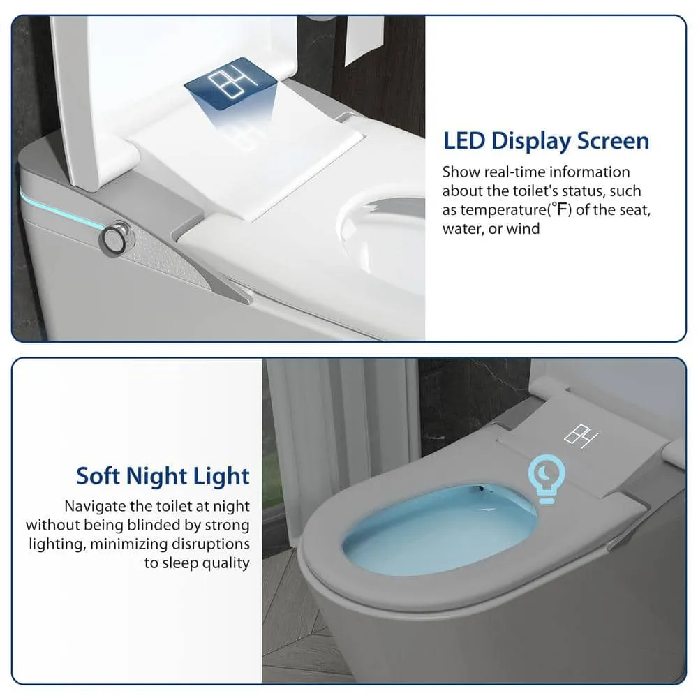 Smart 1-Piece 1.28 GPF Elongated Bidet Toilet with Heated Seat and Remote Control in Glossy White, photo 4 of 9
