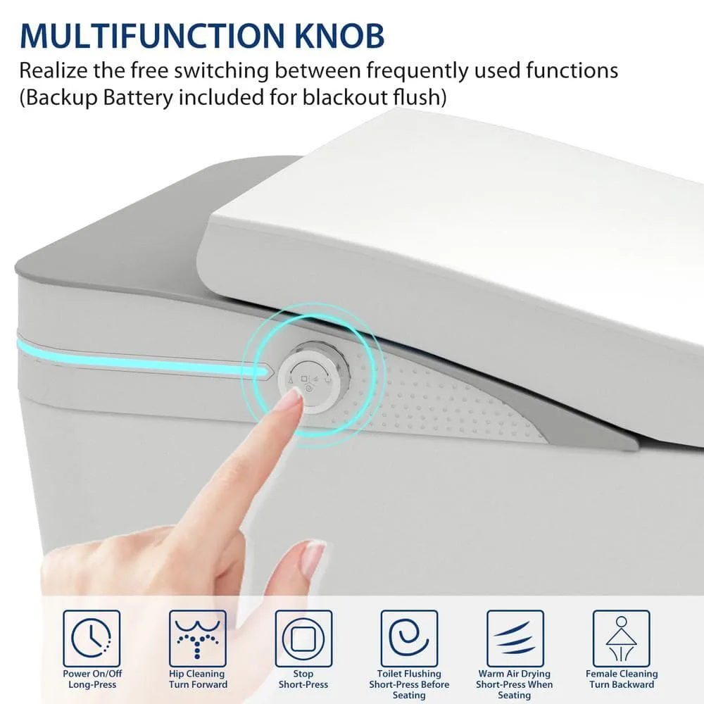 Smart 1-Piece 1.28 GPF Elongated Bidet Toilet with Heated Seat and Remote Control in Glossy White, photo 3 of 9