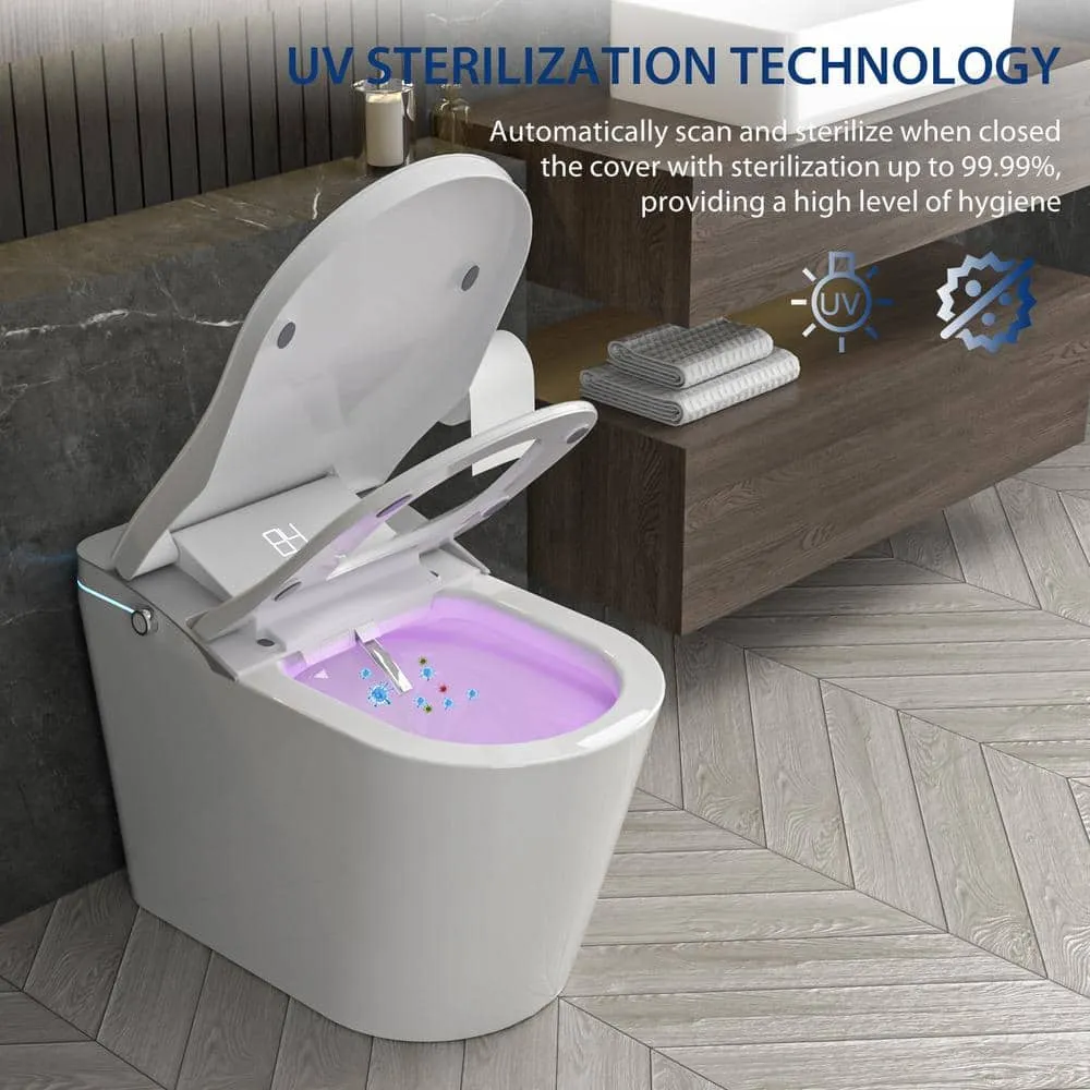 Smart 1-Piece 1.28 GPF Elongated Bidet Toilet with Heated Seat and Remote Control in Glossy White, photo 7 of 9