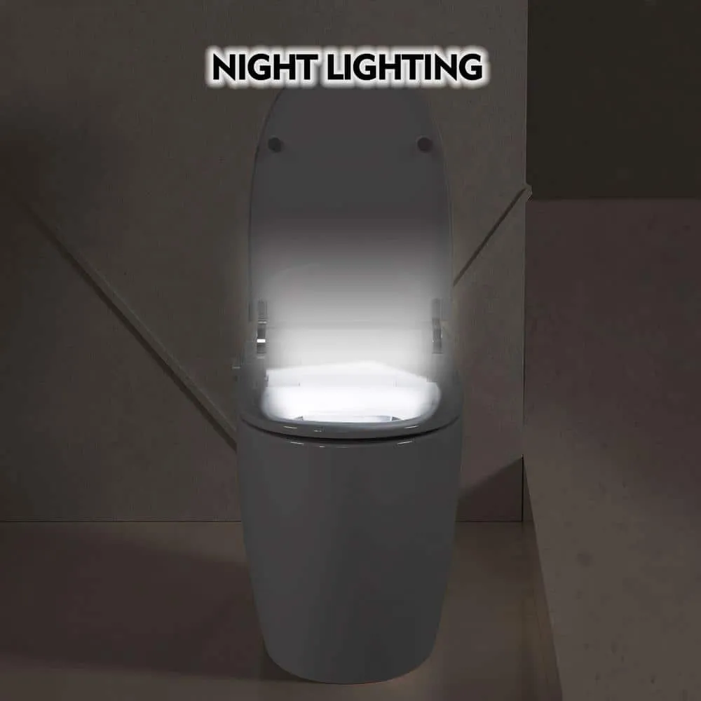 Virubi Heated Seat Smart Elongated 1-Piece Toilet with Foot Sensor, Soft Close, White, photo 8 of 8