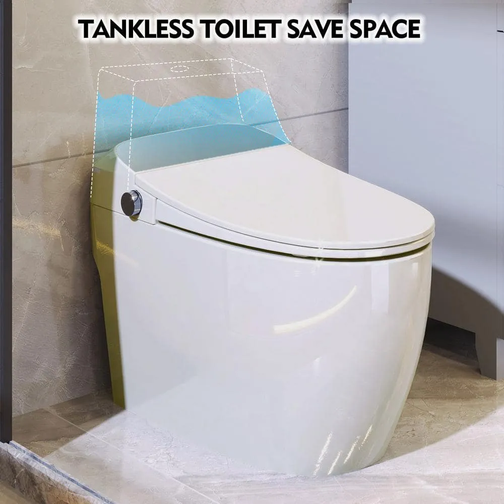 Virubi Heated Seat Smart Elongated 1-Piece Toilet with Foot Sensor, Soft Close, White, photo 3 of 8