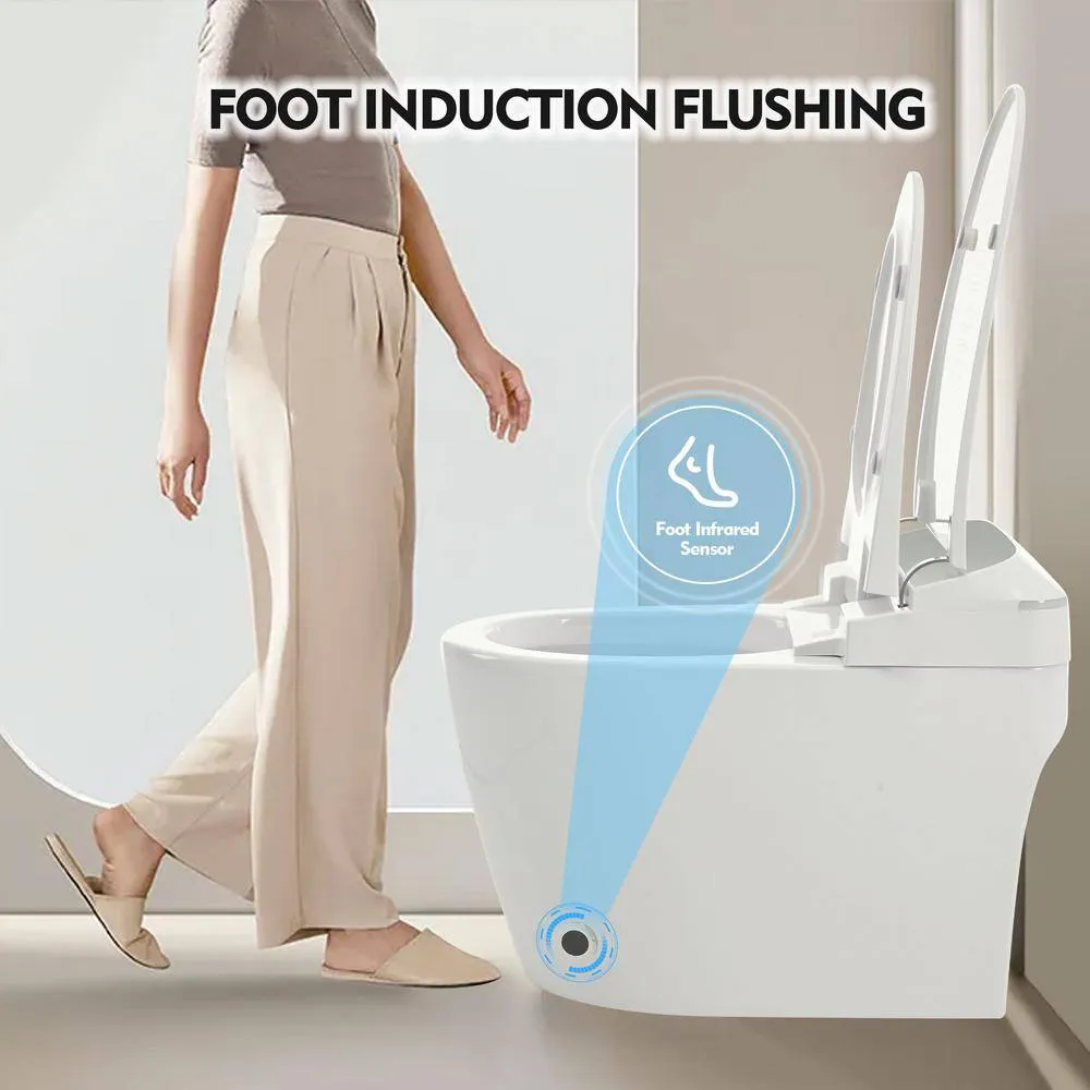 Virubi Heated Seat Smart Elongated 1-Piece Toilet with Foot Sensor, Soft Close, White, photo 7 of 8