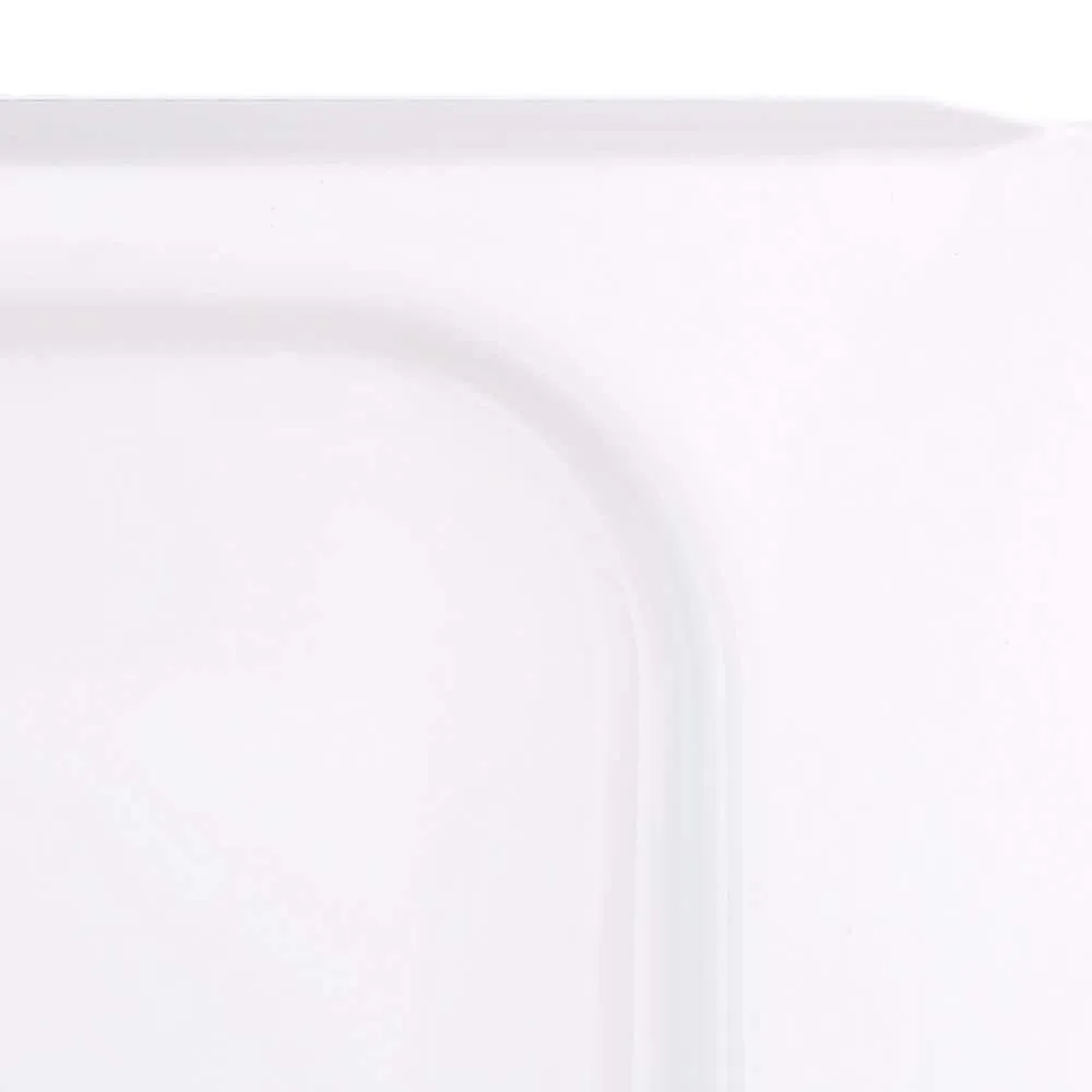 ShowerCast 60 in. x 30 in. Single Threshold Shower Pan in White with Modern Square Chrome Shower Drain Cover Right Drain, photo 2 of 2