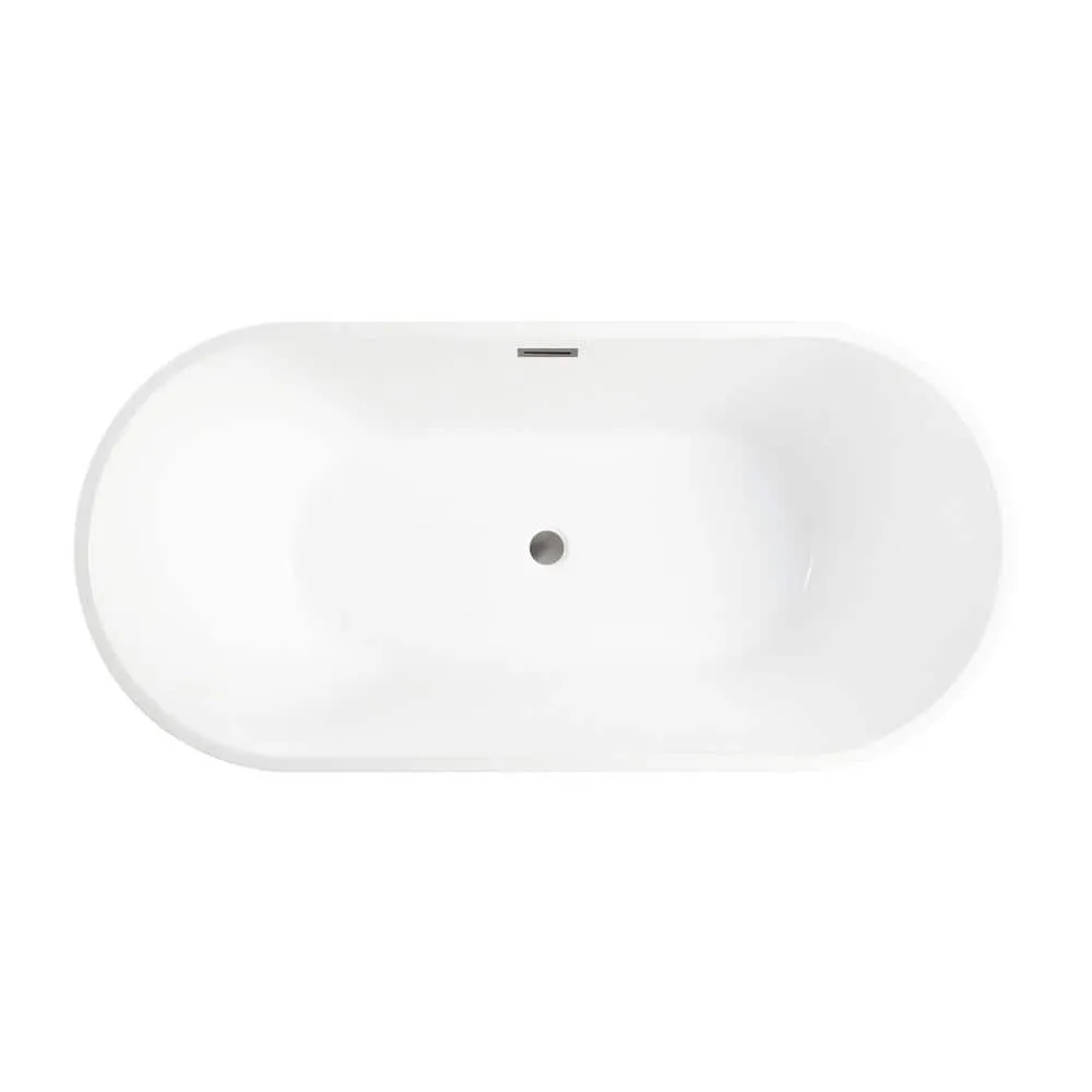 Vanity Art Bordeaux 67 in. Acrylic Flatbottom Freestanding Bathtub in White/Brushed Nickel, photo 4 of 6