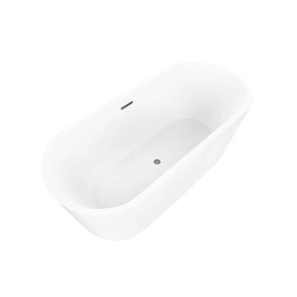 Vanity Art Bordeaux 67 in. Acrylic Flatbottom Freestanding Bathtub in White/Brushed Nickel, photo 5 of 6
