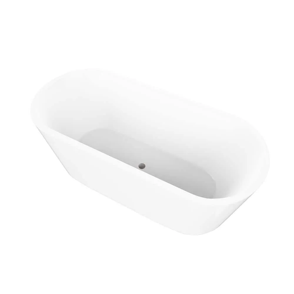 Vanity Art Bordeaux 67 in. Acrylic Flatbottom Freestanding Bathtub in White/Brushed Nickel, photo 6 of 6