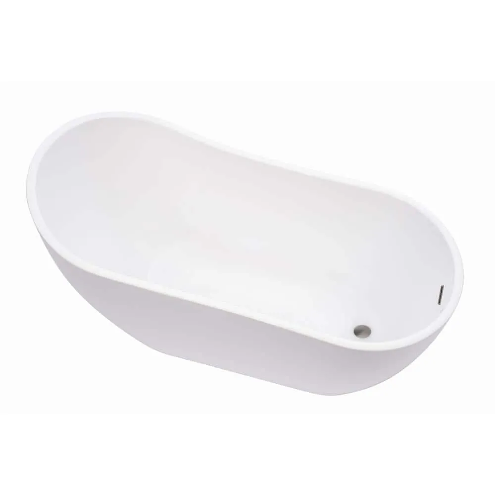 Vanity Art Clermont 59 in. Acrylic Freestanding Flatbottom Bathtub in White/Brushed Nickel, photo 2 of 10
