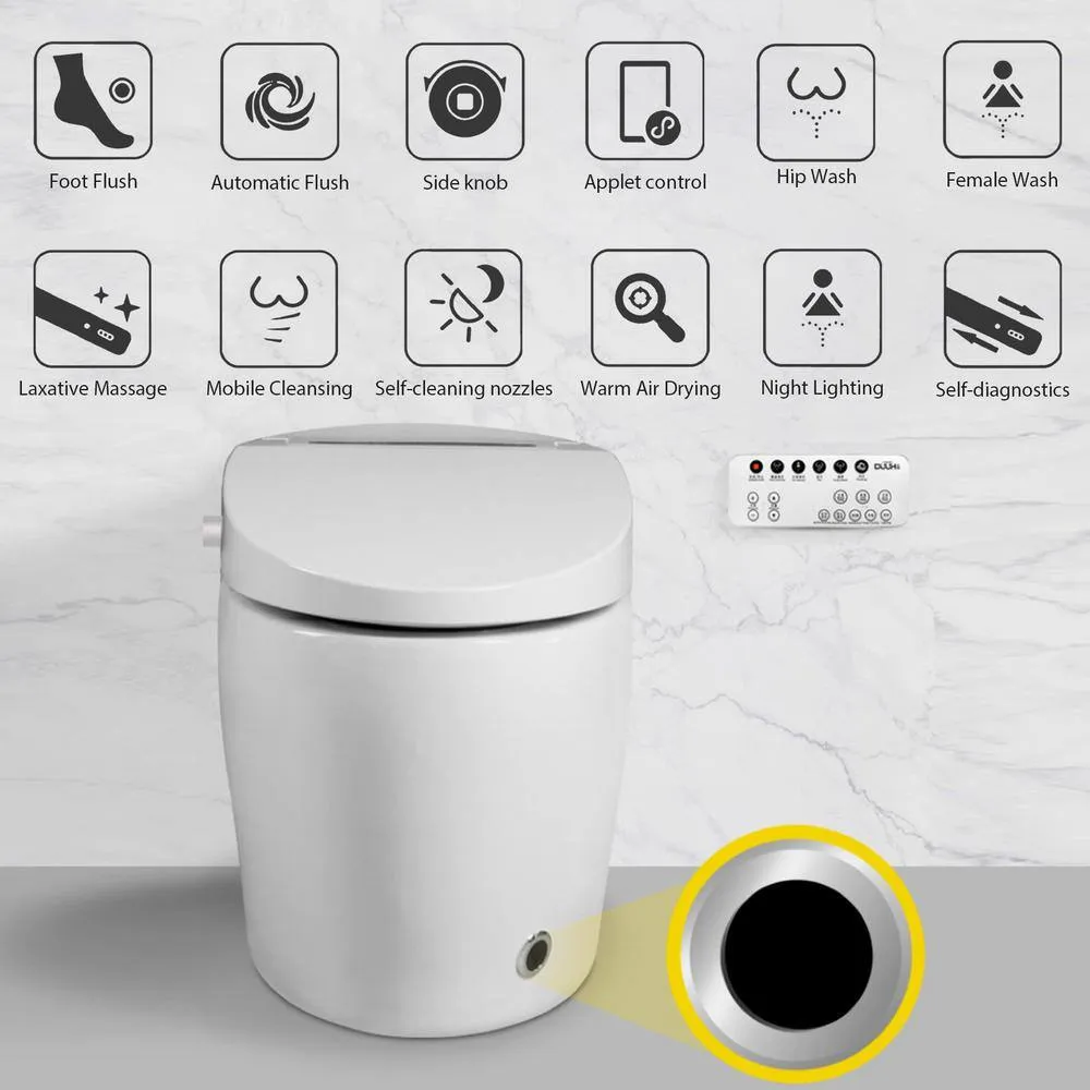 BWE Stylement Tankless Smart Bidet 1-Piece Toilet in White with Auto Open/Close and Heated Seat, photo 9 of 10