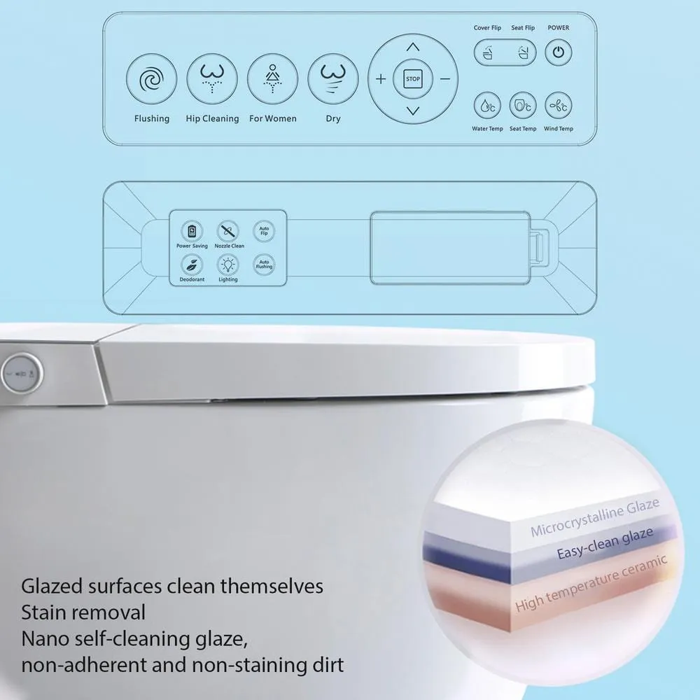 BWE Smart Toilet Bidet in White - Tankless 1-Piece with Auto Open/Close, Auto Flush, and Heated Seat, photo 6 of 10