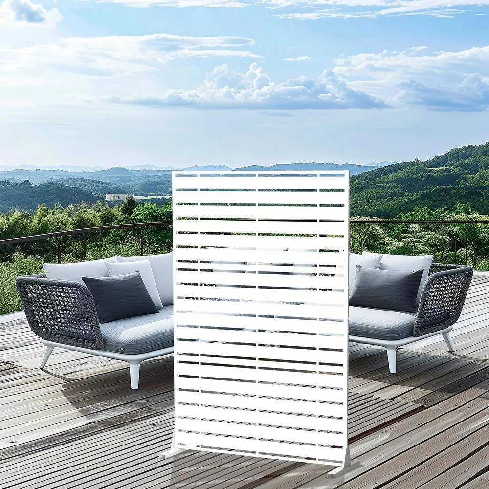 cadeninc 3.92 ft. x 6 ft. White Freestanding Metal Privacy Screen Fence Panels, photo 6 of 7