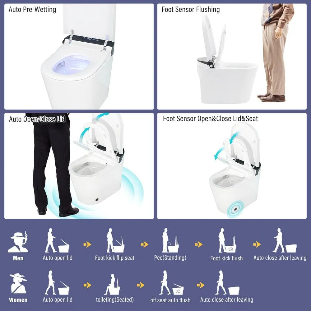 CASAINC Elongated Electric Smart Bidet Toilet with Auto Open, LED Display, and Warm Water Wash, photo 9 of 10