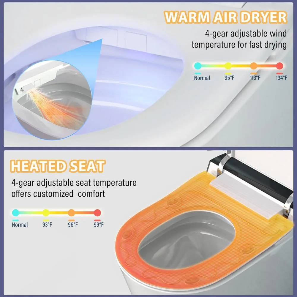 CASAINC Elongated Electric Smart Bidet Toilet with Auto Open, LED Display, and Warm Water Wash, photo 8 of 10