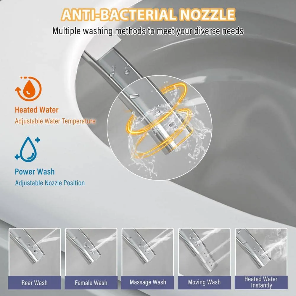 CASAINC Elongated Electric Smart Bidet Toilet with Auto Open, LED Display, and Warm Water Wash, photo 7 of 10