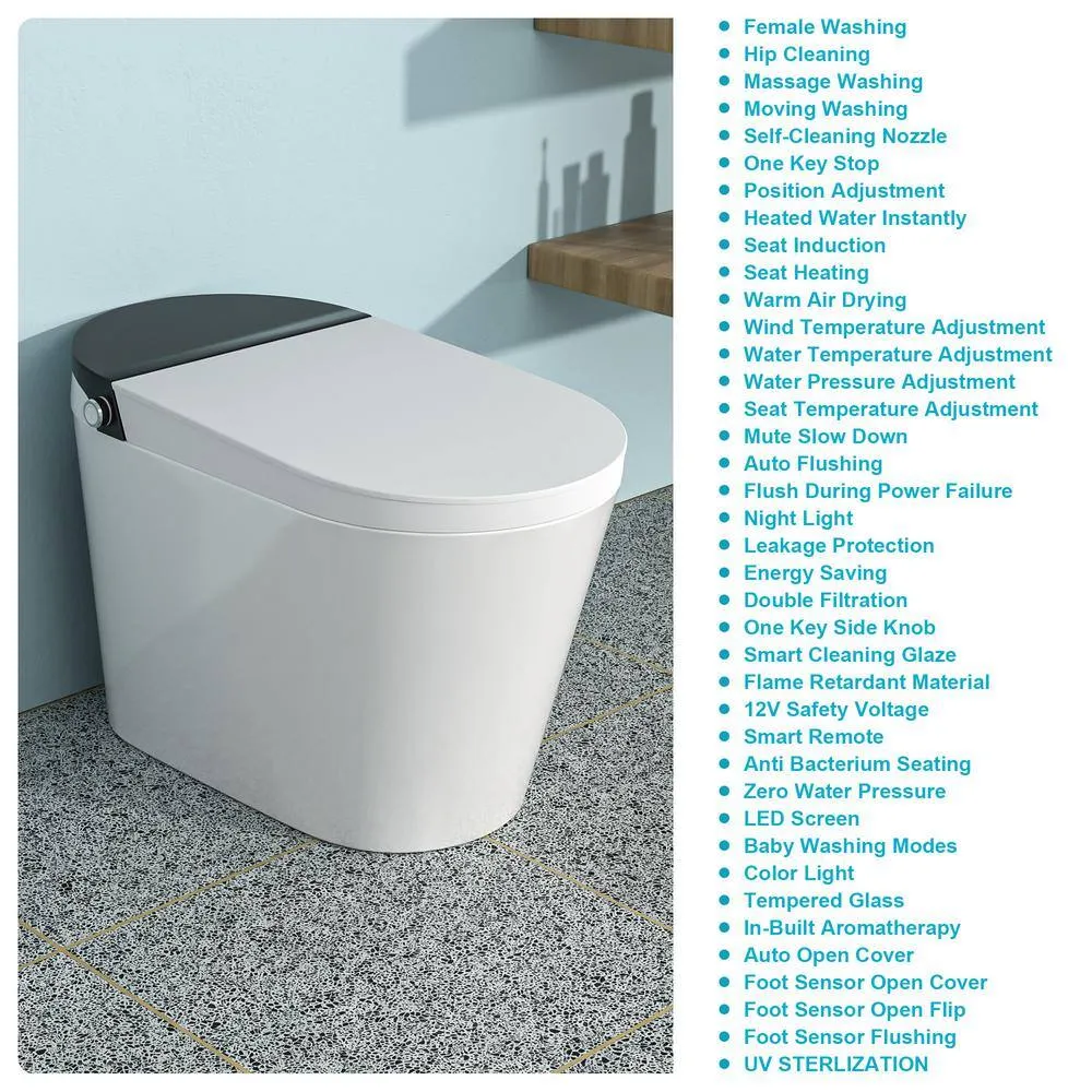 CASAINC Elongated Electric Smart Bidet Toilet with Auto Open, LED Display, and Warm Water Wash, photo 2 of 10