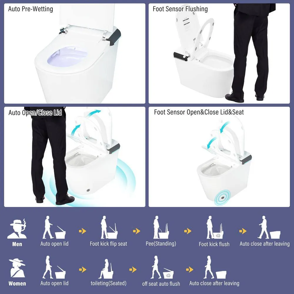 CASAINC Elongated Electric Smart Bidet Toilet with Foot Sensor Flush, LED Display, and Warm Water Wash, photo 8 of 10