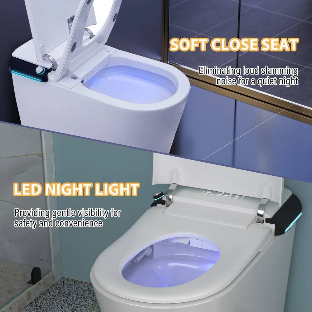 CASAINC Elongated Electric Smart Bidet Toilet with Foot Sensor Flush, LED Display, and Warm Water Wash, photo 9 of 10