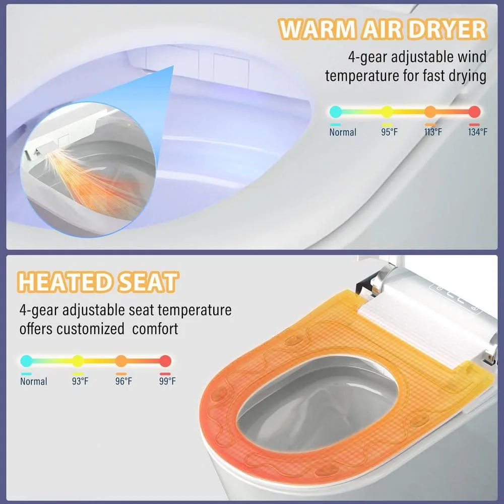 CASAINC Elongated Electric Smart Bidet Toilet with Foot Sensor Flush, LED Display, and Warm Water Wash, photo 7 of 10