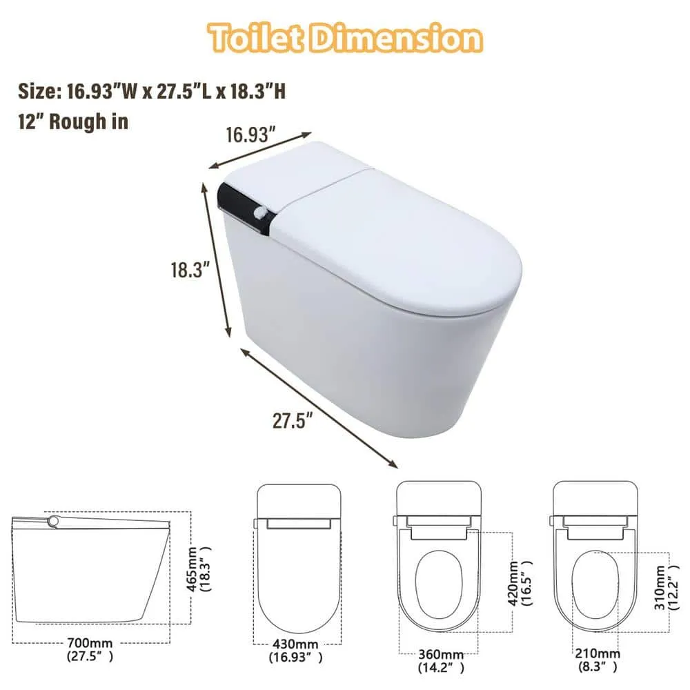 CASAINC Elongated Electric Smart Bidet Toilet with Foot Sensor Flush, LED Display, and Warm Water Wash, photo 5 of 10