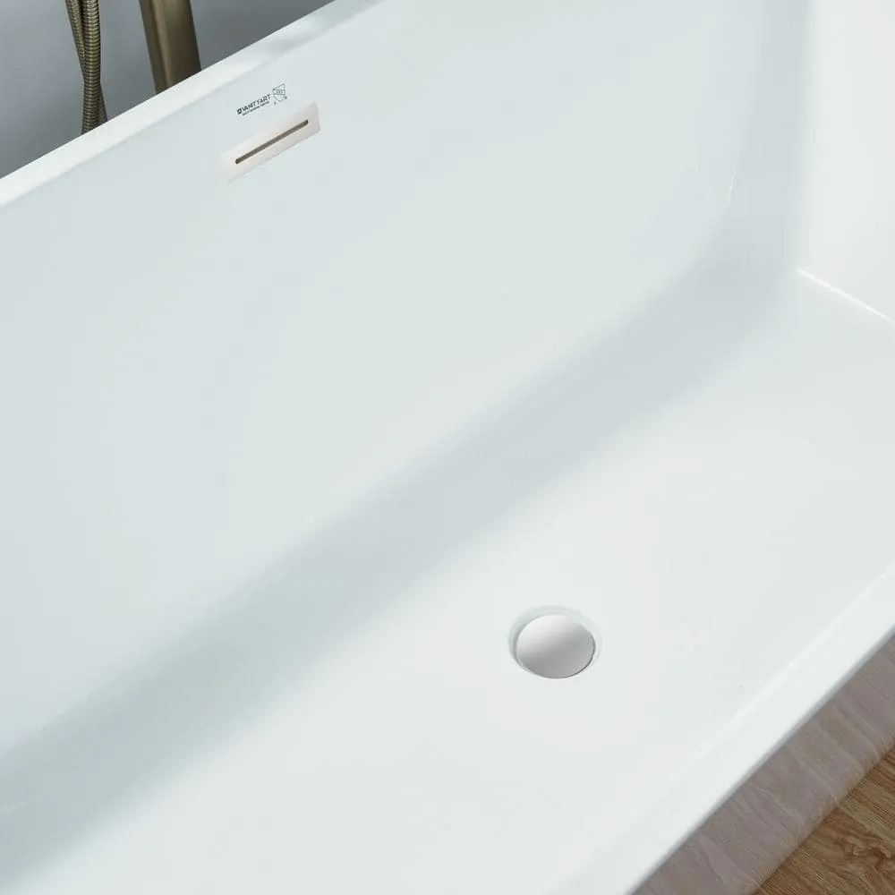 Vanity Art Montpellier 67 in. Acrylic Flatbottom Freestanding Bathtub in White, photo 5 of 9