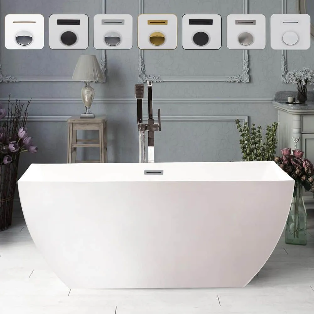 Vanity Art Montpellier 67 in. Acrylic Flatbottom Freestanding Bathtub in White, photo 9 of 9