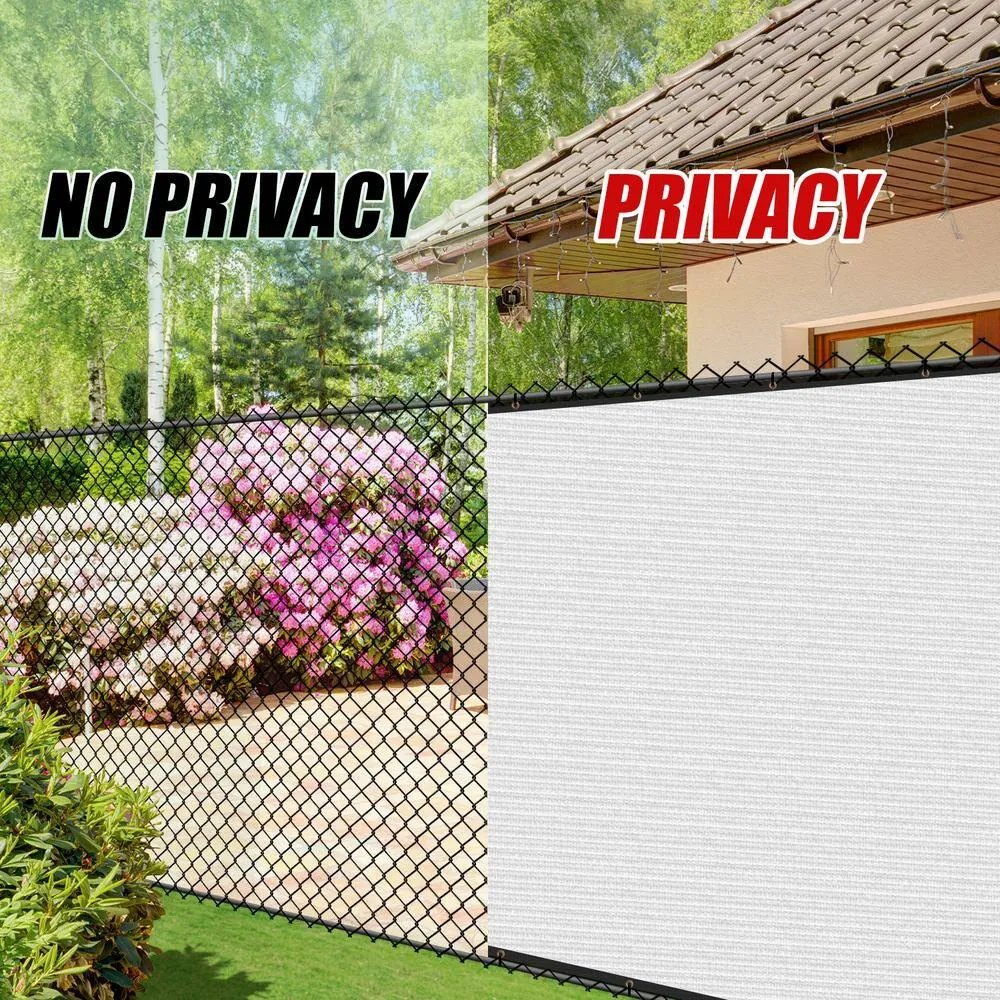 COLOURTREE 4 ft. x 200 ft. White Privacy Fence Screen HDPE Mesh Windscreen with Reinforced Grommets for Garden Fence (Custom Size), photo 9 of 11