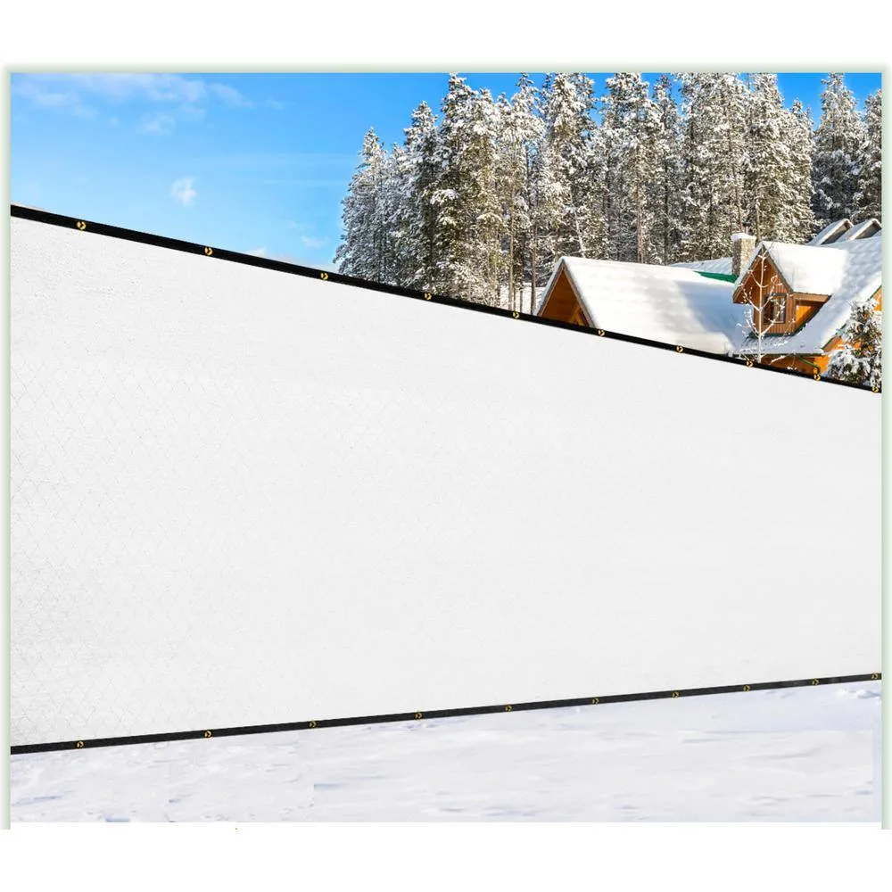 COLOURTREE 5 ft. x 25 ft. White Privacy Fence Screen Mesh Fabric Cover Windscreen with Reinforced Grommets for Garden Fence, photo 7 of 11