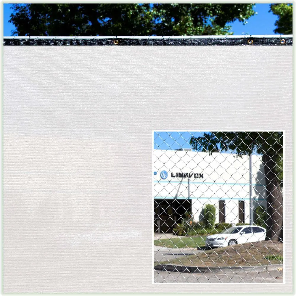 COLOURTREE 5 ft. x 25 ft. White Privacy Fence Screen Mesh Fabric Cover Windscreen with Reinforced Grommets for Garden Fence, photo 8 of 11