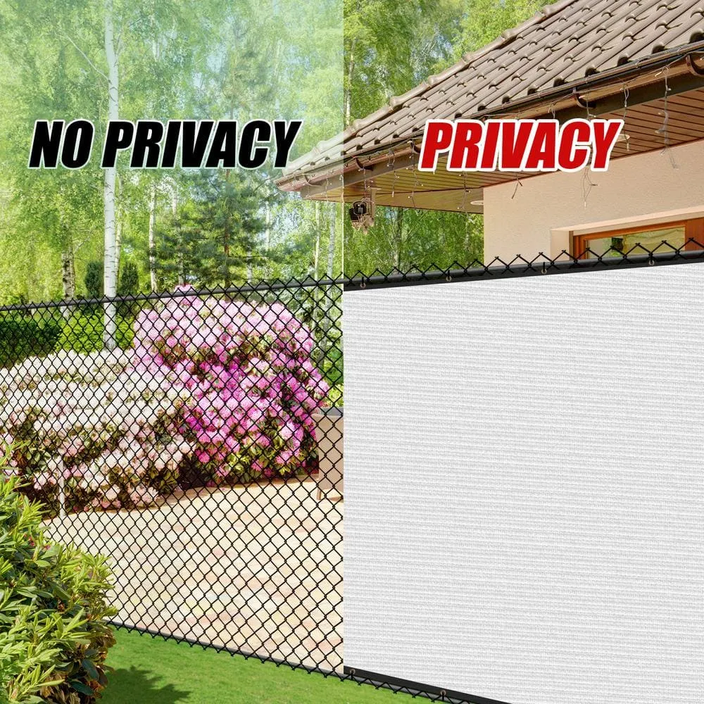 COLOURTREE 8 ft. x 25 ft. White Privacy Fence Screen Mesh Fabric Cover Windscreen with Reinforced Grommets for Garden Fence, photo 10 of 11