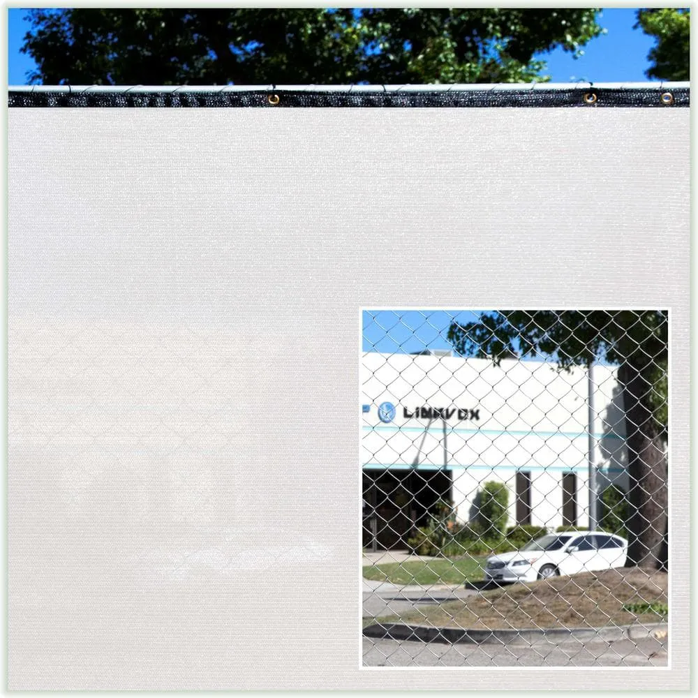 COLOURTREE 8 ft. x 25 ft. White Privacy Fence Screen Mesh Fabric Cover Windscreen with Reinforced Grommets for Garden Fence, photo 8 of 11