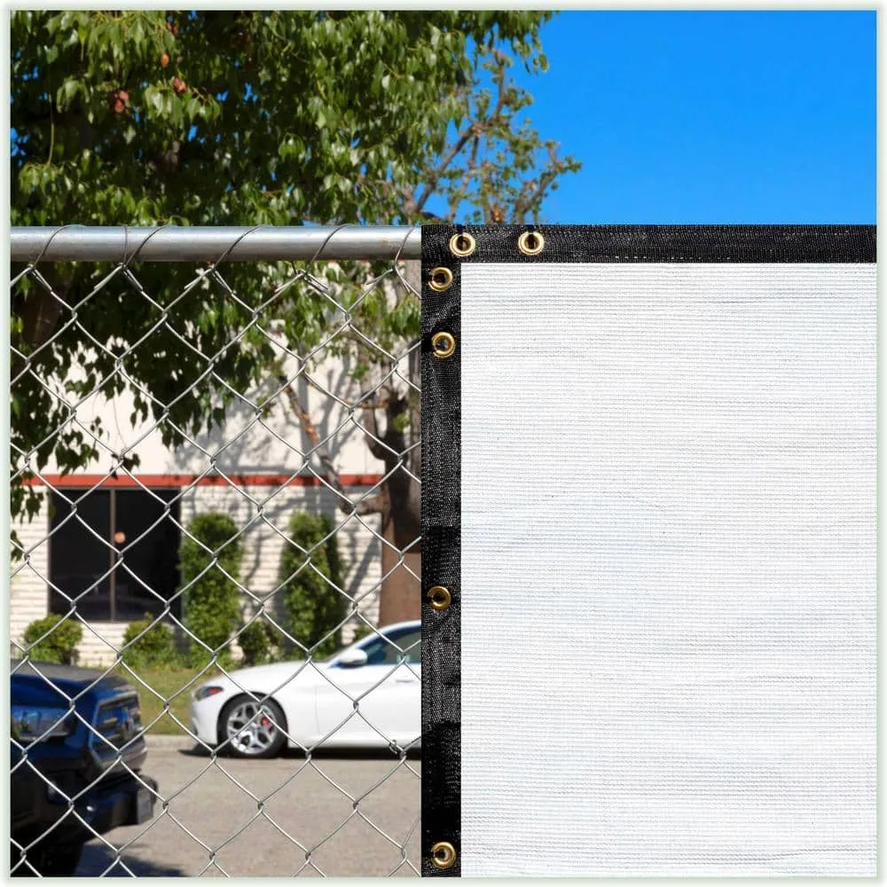COLOURTREE 8 ft. x 25 ft. White Privacy Fence Screen Mesh Fabric Cover Windscreen with Reinforced Grommets for Garden Fence, photo 2 of 11