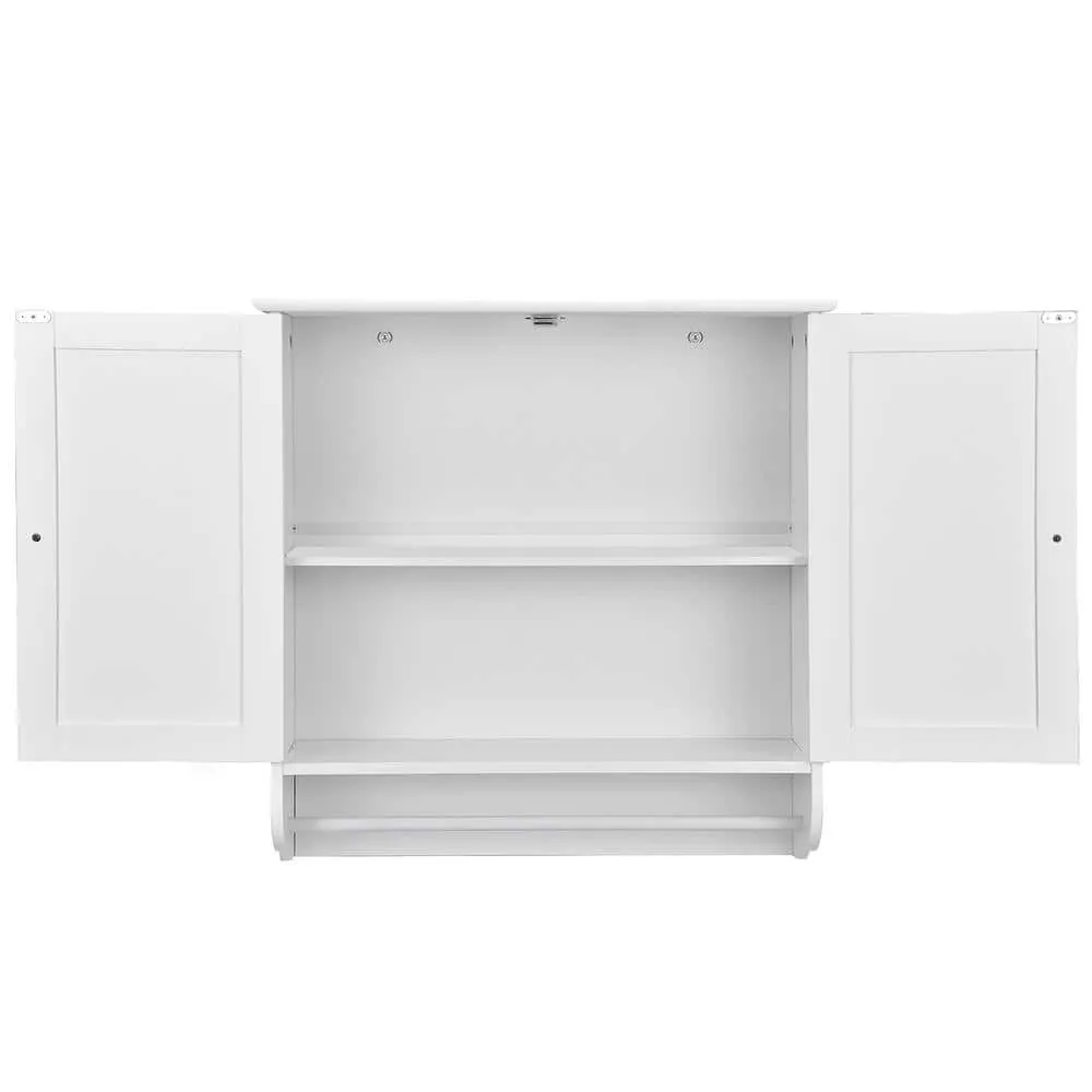 Costway 24 in. W x 24 in. H White Wall Surface Mounted Bathroom Medicine Cabinet without Mirror Storage Cupboard w/Towel Bar, photo 3 of 11