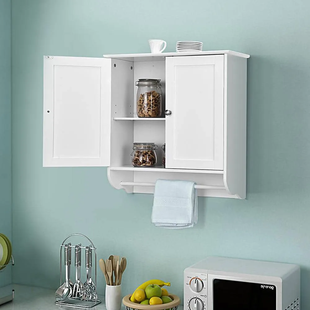 Costway 24 in. W x 24 in. H White Wall Surface Mounted Bathroom Medicine Cabinet without Mirror Storage Cupboard w/Towel Bar, photo 11 of 11