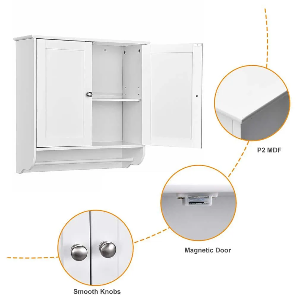 Costway 24 in. W x 24 in. H White Wall Surface Mounted Bathroom Medicine Cabinet without Mirror Storage Cupboard w/Towel Bar, photo 9 of 11