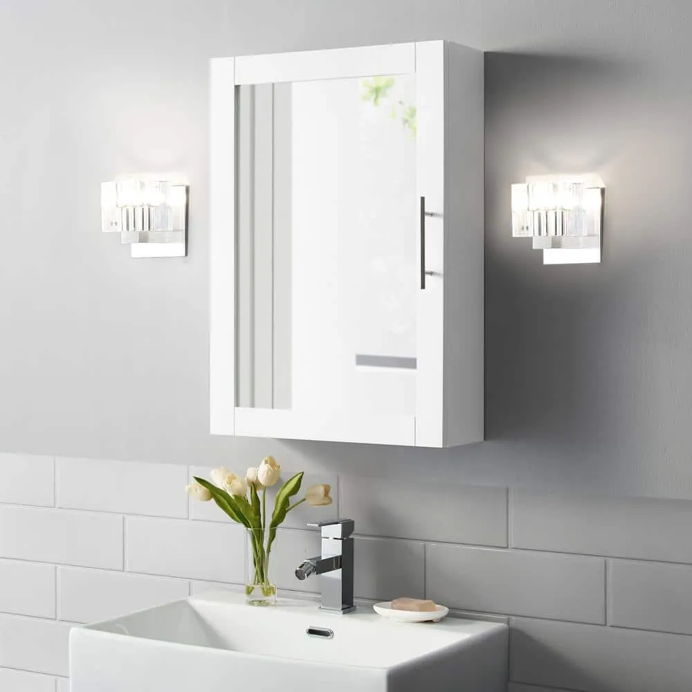 CROSLEY FURNITURE Savannah 18 in. x 26 in. x 6 in. Surface-Mounted Mirrored Medicine Cabinet in White, photo 5 of 7